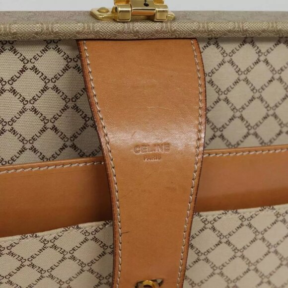 CELINE Macadam Canvas Attache Case Beige Brown Gold Auth 88818 - Picture 10 of 16